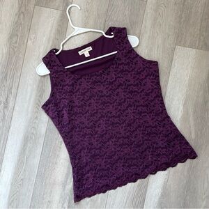 Coldwater Creek Lace Sleeveless Tank Top Purple (small) whimsigoth goth witchy
